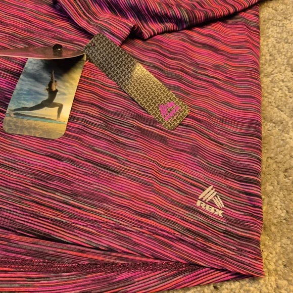 RBX Performance Women 1X Pink Purple Space Dye Long Sleeve V-Neck Active Top NEW - Picture 4 of 8